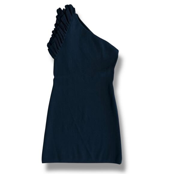 Keepsake One Shoulder Ruffle Trim Black Bodycon Mini Dress Women’s Size US 8 - Picture 1 of 8